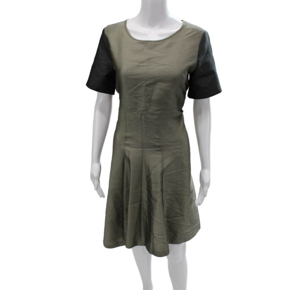 Ter Et Bantine Women A-Line Green Colorblock Knee-Length Dress Size 42